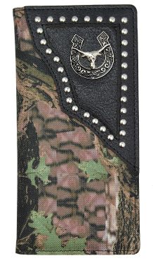 Wallet, Checkbook CAMO Longhorn Concho