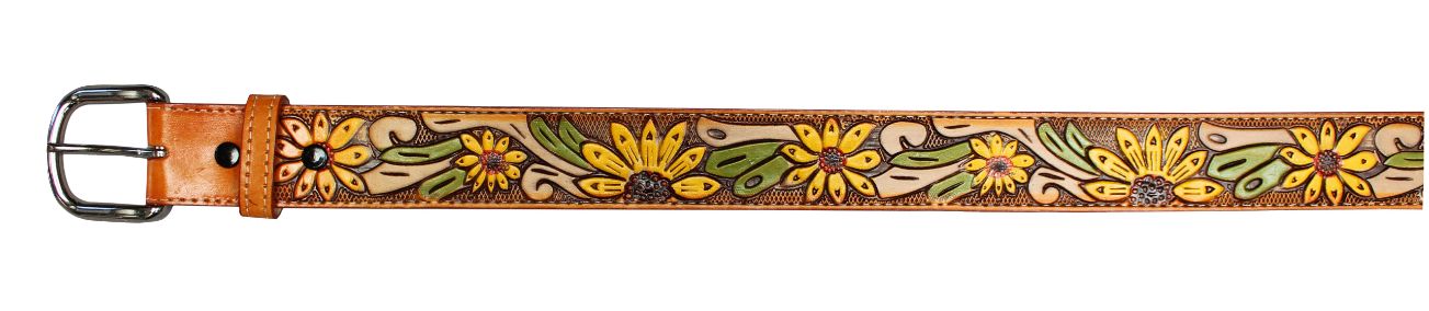 Sunflower Painted LEATHER BELT