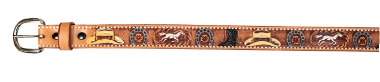 Child's Rodeo Colored Tooled LEATHER Belt