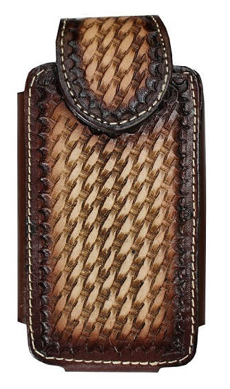 X Large Brown iPhone / Smart Phone tooled LEATHER