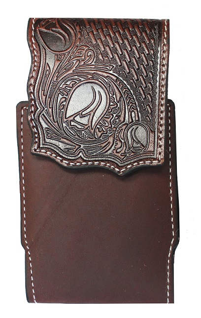 Brown iPhone / Large Smart Phone leather case with with BELT loop