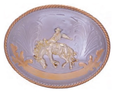 OVAL Buckle With GOLD tone Bronco Rider