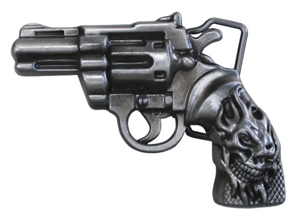 Buckle, Revolver Gun with SKULL