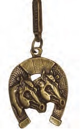 Lucky Horse SHOE dual Horse heads Key-chain