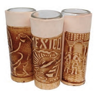 Tooled LEATHER covered Shot Glasses