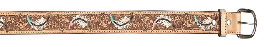 Feather Design Tooled Leather BELT