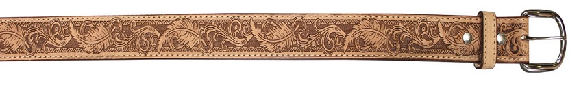 Feather Design Tooled LEATHER BELT