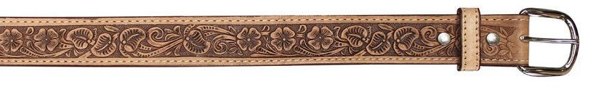 Flowers on a Tooled LEATHER BELT