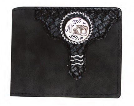 Black LEATHER Bi-fold with Horse and Cowboy Praying