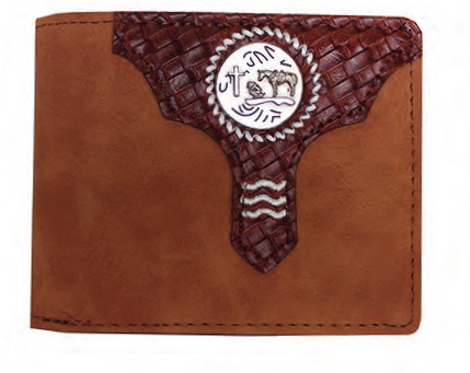 Brown LEATHER Bi-fold with Horse and Cowboy Praying