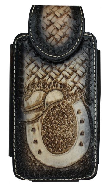 Cellphone Tooled Black HORSE Shoe with hat