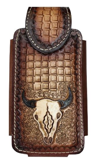 Cellphone Brown Tooled Cow skull X L