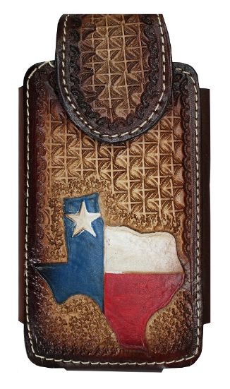 Cellphone Tooled Brown Texas Map