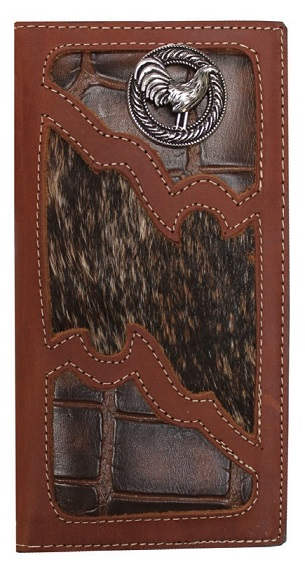 Roper LEATHER WALLET with Cow Hair and Roster