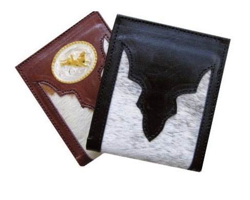 Bi-fold Cow Hair LEATHER Wallet, with Concho