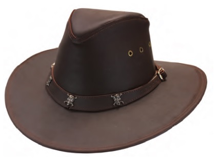 Hat, Leather with SKULL Concho Hatband