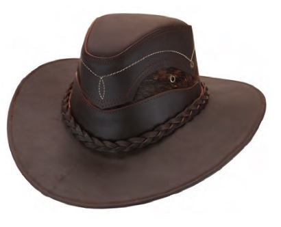 HAT, Leather with Cowhide Patch