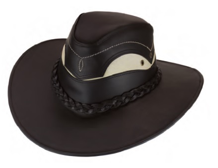 HAT, Leather with Cowhide Patch