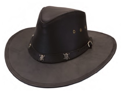 HAT, Leather with Skull Concho HATband