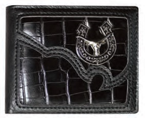 Wallet, Bi-fold Black Longhorn concho