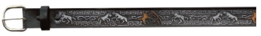 Tooled Wild Horses Black BELT