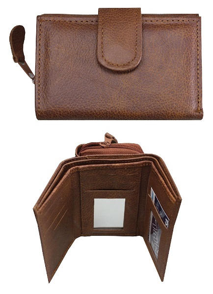 Wallet, LEATHER Clutch Brown