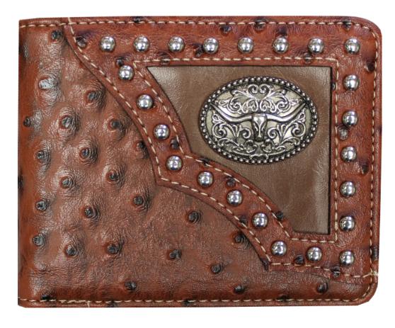 Bi-fold Ostrich Wallet w/LH Concho