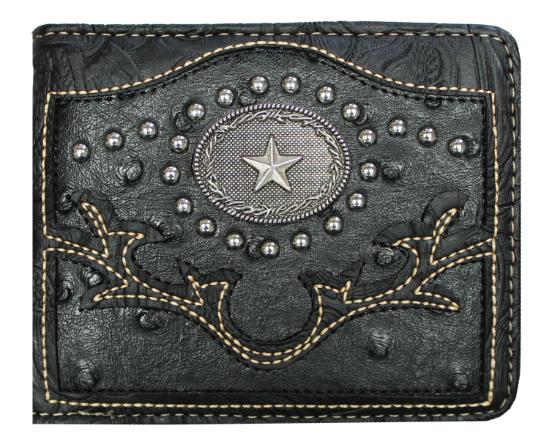 Black Bi-fold WALLET w/Star Concho