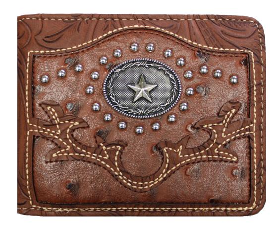 Brown  Bi-fold Wallet w/Star Concho