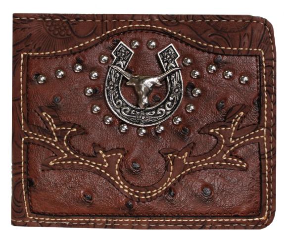 Brown Bi-fold Wallet HS/Longhorn Concho