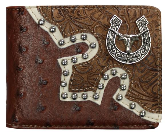 Brown  Bi-fold HS/Longhorn Concho Wallet