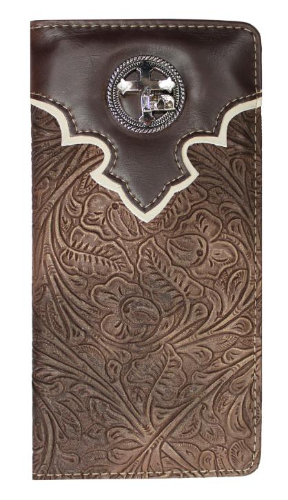 Brown Checkbook Praying Cowboy Concho WALLET