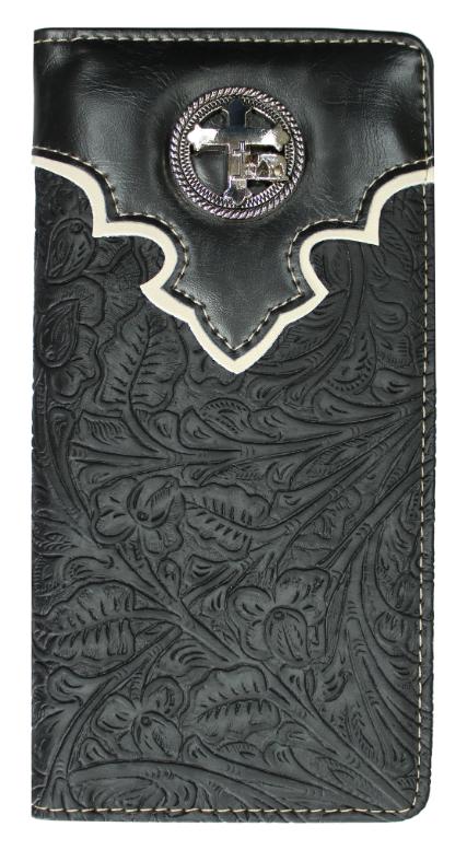 Black Checkbook Praying Cowboy Concho WALLET