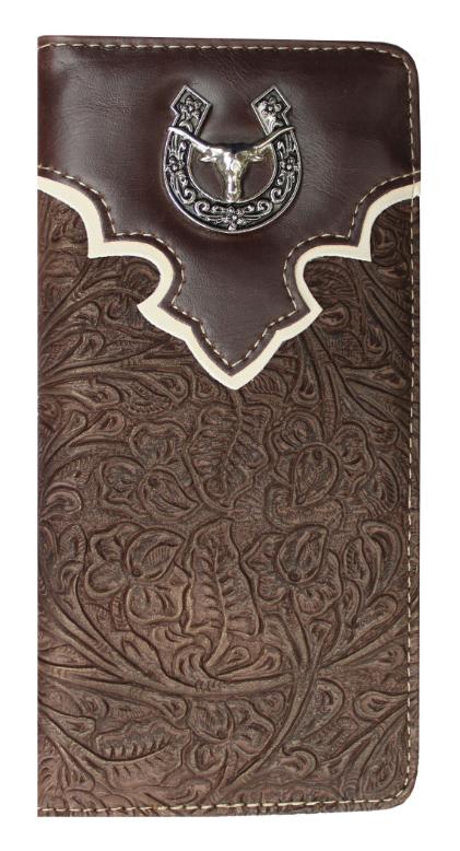 Brown Checkbook Longhorn Concho WALLET