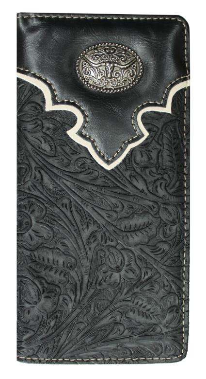 Black Checkbook WALLET Longhorn Concho