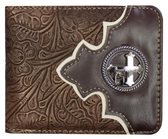 Brown  Bi-fold Wallet w/Praying Cowboy Concho