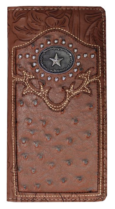 Brown Checkbook Star Concho WALLET