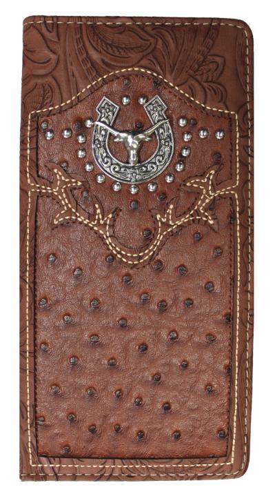 Brown Checkbook Longhorn Concho WALLET