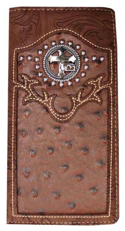 Brown Checkbook Praying Cowboy Concho WALLET