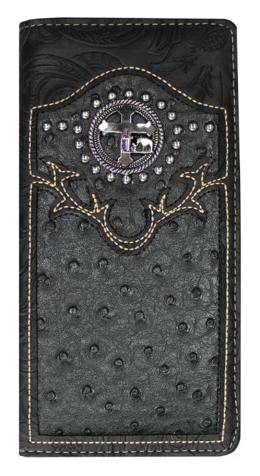 Black Checkbook Praying Cowboy Concho WALLET