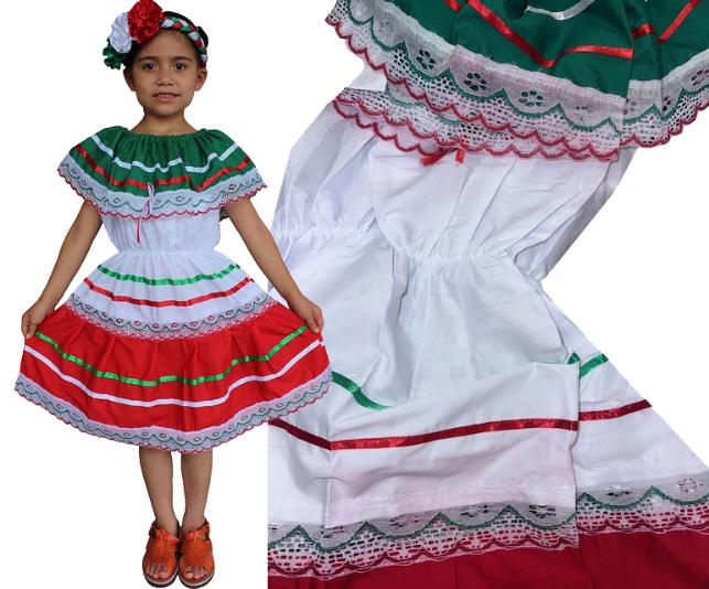 Blemished Girls Tricolor Mex Flag DRESS
