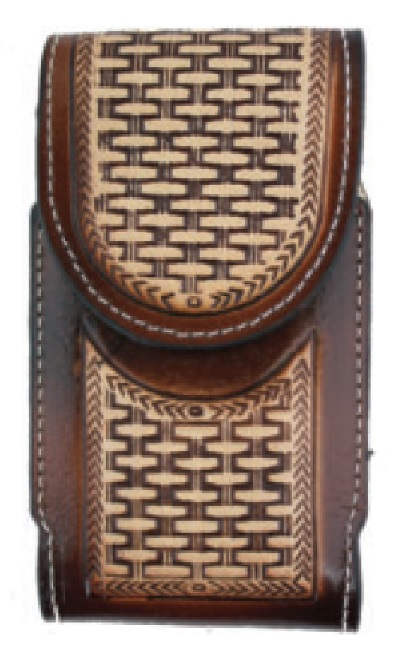 Brown Tooled with Cell Phone Pouch