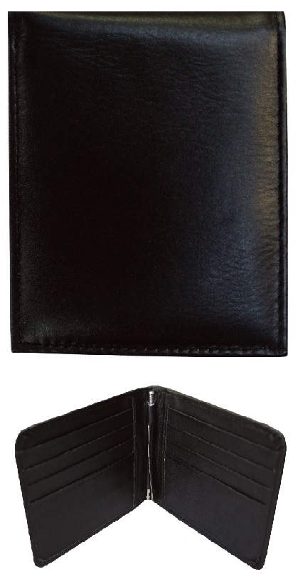 Black LEATHER WALLET w/money clip