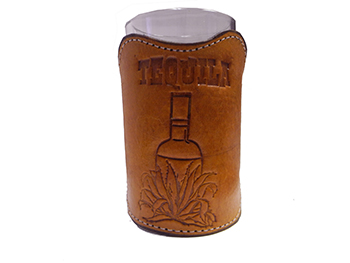 Draft leather glass holders