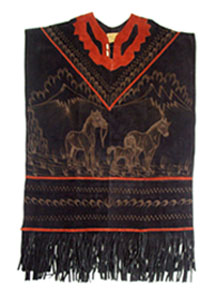 Black Suede Leather PONCHO