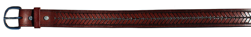 Arrow Tooled LEATHER BELT Brown