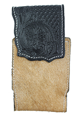 Tooled Cow hair CELL PHONE Pouch