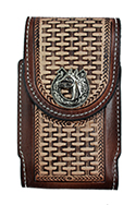 Tooled Basket Weave Cell Phone Pouch