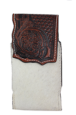 Tooled Cow hair CELL PHONE Pouch