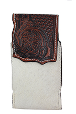 Tooled Cow HAIR Cell Phone Pouch